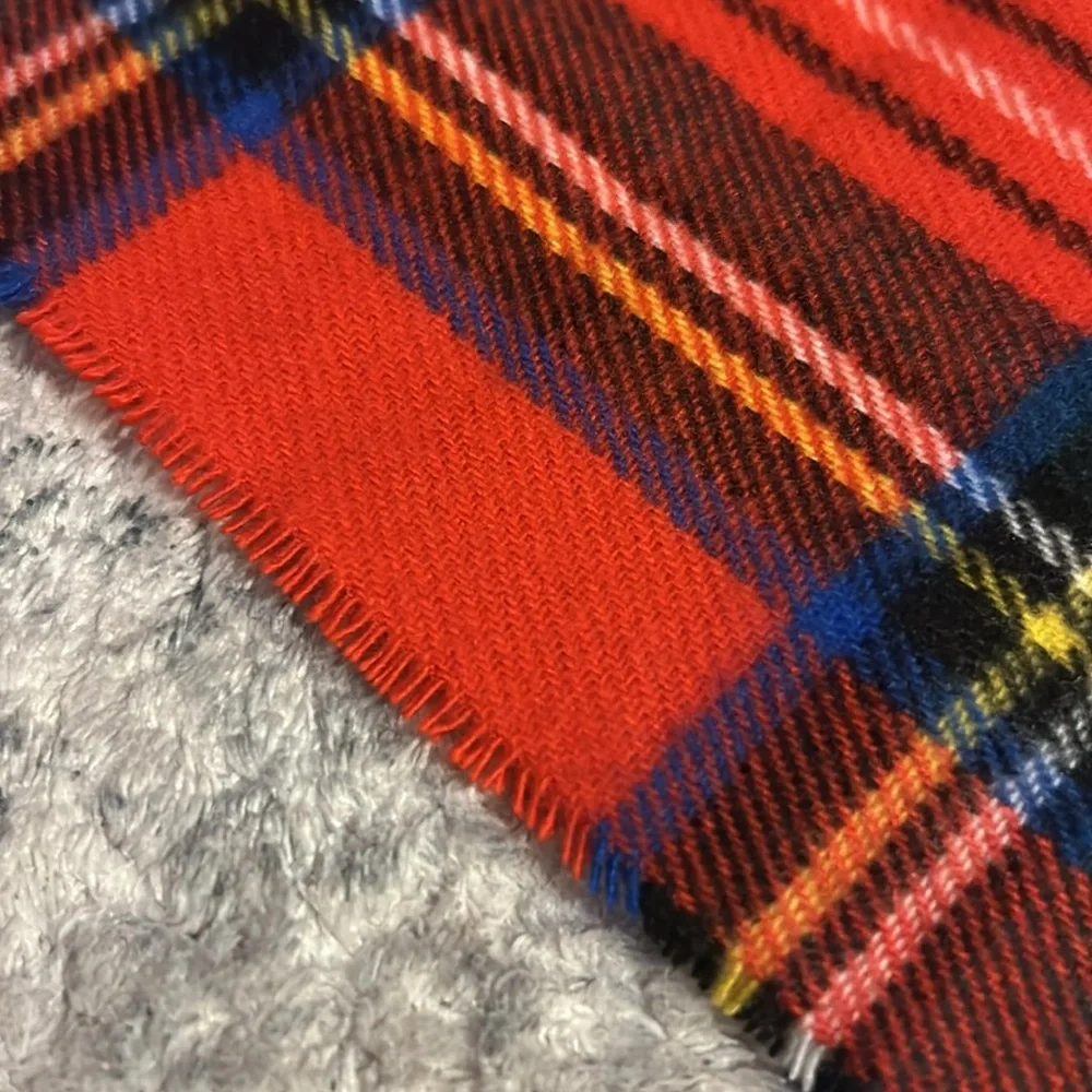 Red Plaid Scarf with Fringe